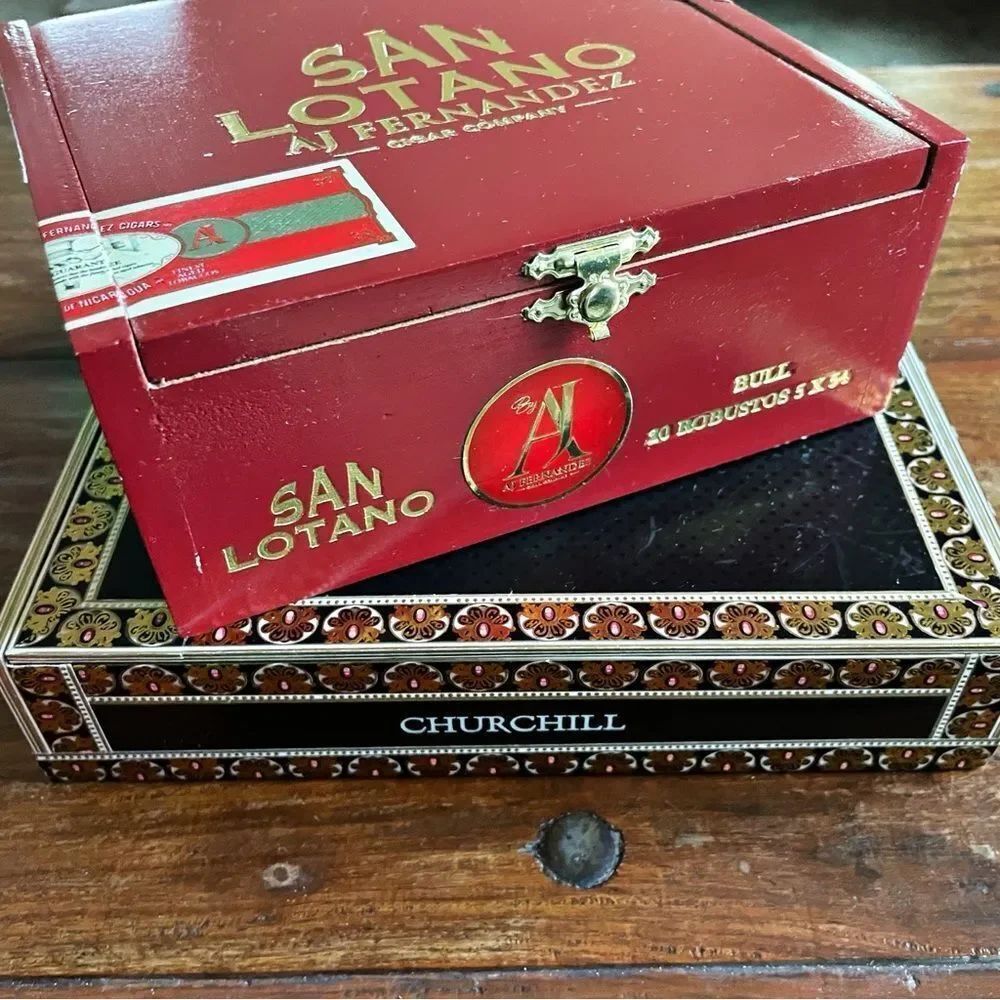 Set of 2 Flat Cigar Boxes Storage Containers Collecting